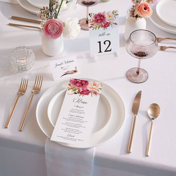 Bohemian Floral Place Cards Raspberry Signature