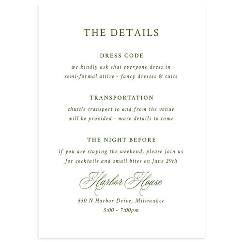Your Own Classic Italian Venue Wedding Event Detail Cards Dark Camo Signature Standard