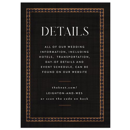 Western Tapestry Wedding Event Detail Cards Midnight Signature Standard