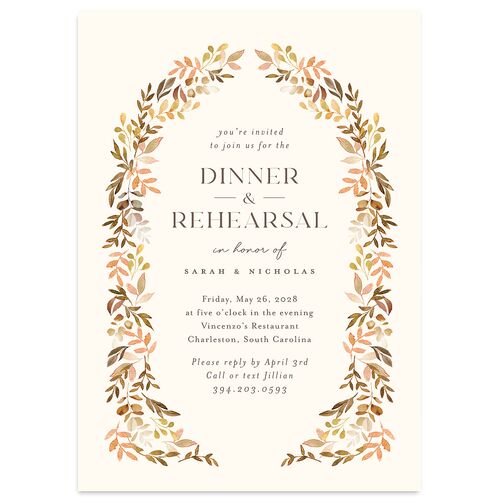 Greenery Altar Rehearsal Dinner Invitations Driftwood Signature Blank Standard