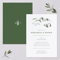 Etched Mountains Rehearsal Dinner Invitations Hunter Green Signature Blank
