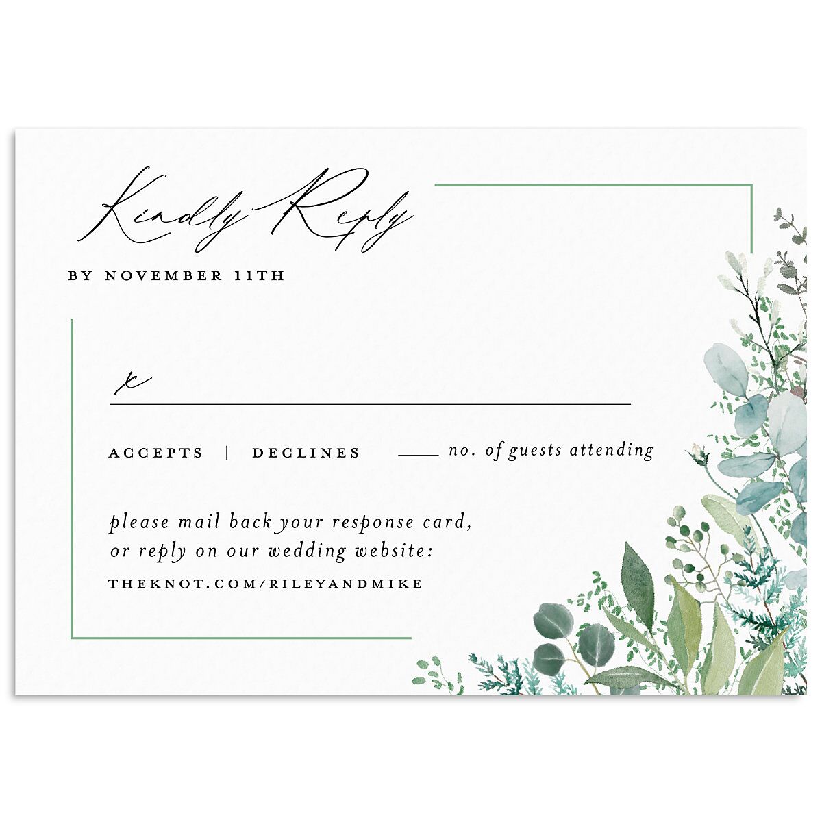 Gorgeous Greenery Wedding Response Cards