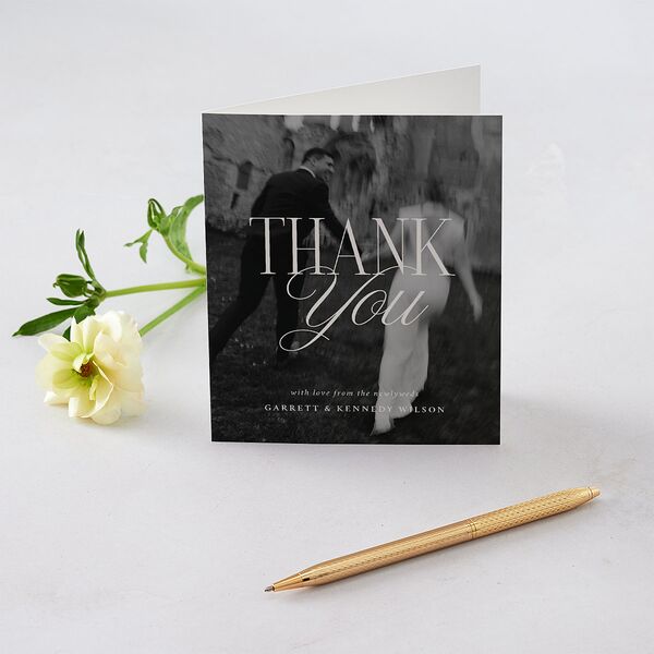 Maximalist Photo Crest Thank You Cards Linen