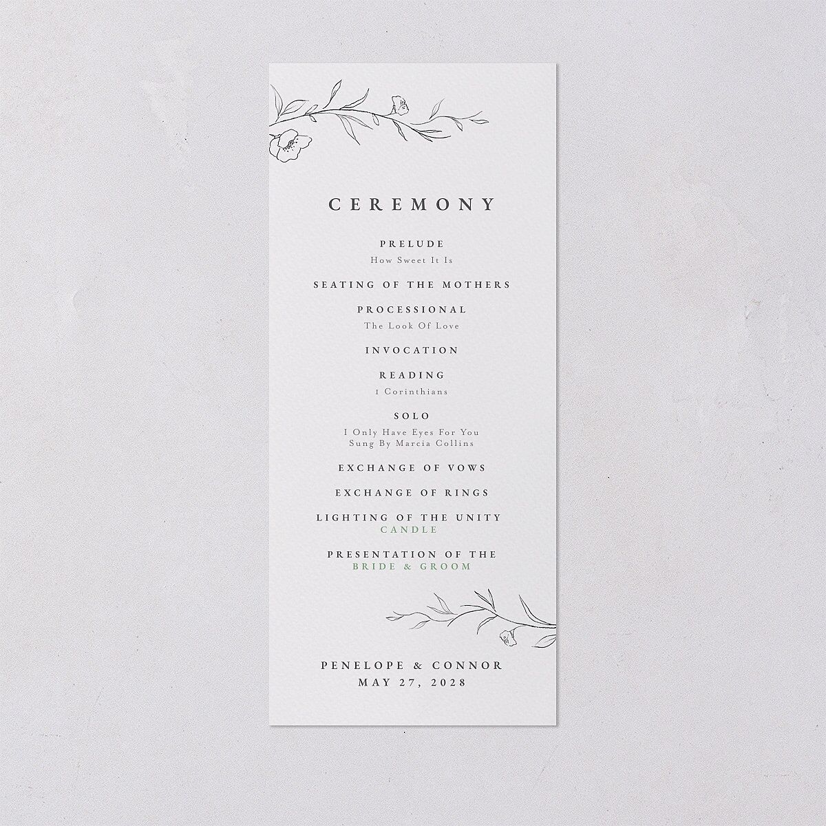 Graceful Botanical Wedding Programs Shadow Gray Signature