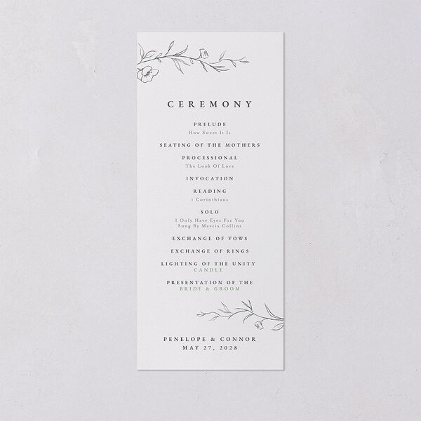 Graceful Botanical Wedding Programs Shadow Gray Signature