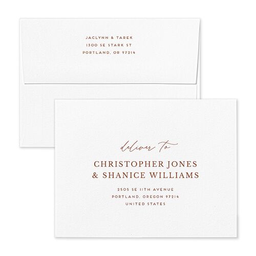 Botanical Frame Save the Date Magnet Envelopes Blue Copper Recipient Address Signature Standard