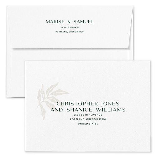 Impressionist Paradise Save The Date Card Envelopes Kraft Emerald Recipient Address Signature Standard