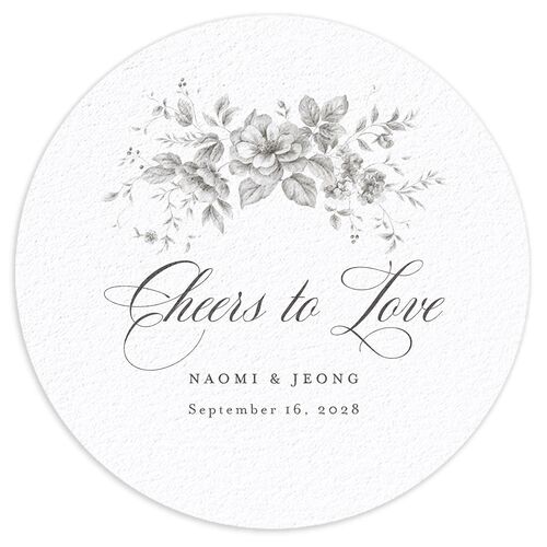 Vintage Florals Coasters Medieval Grey Cardboard Circle