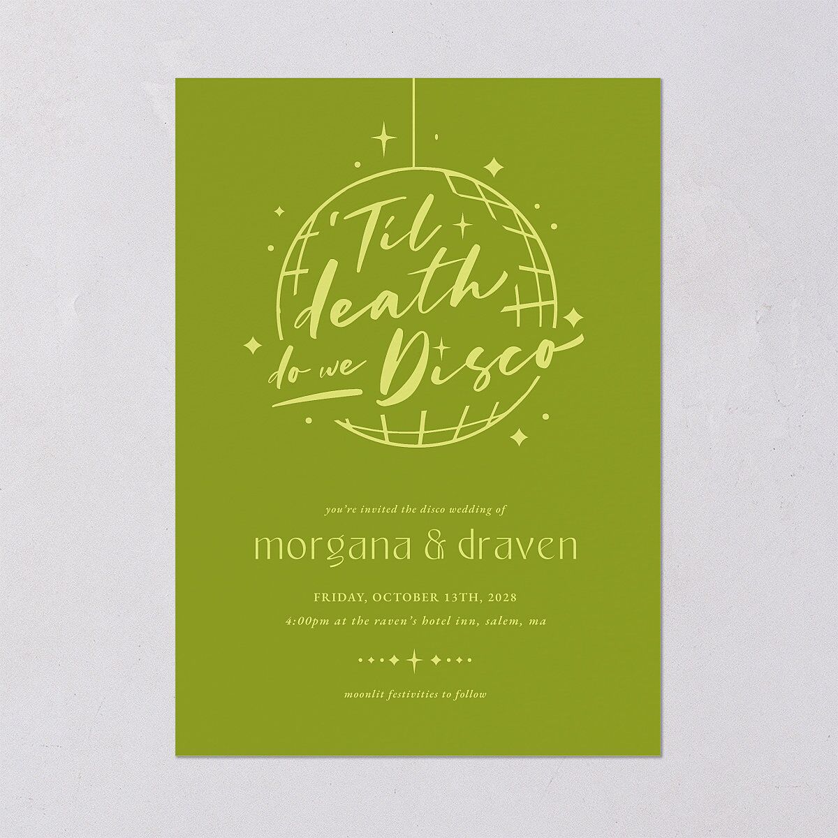 Til Death Do We Disco Wedding Invitations Pear Signature Blank No Standard