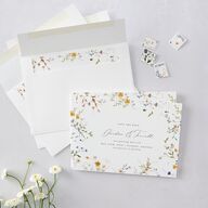Dainty Wildflowers Save the Date Cards Sunflower Signature smooth Blank No Standard