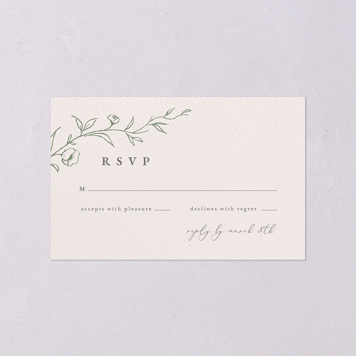 Graceful Botanical Foil All-in-One Wedding Invitations Greenery Signature Light Both Recipient and Return Addresses No