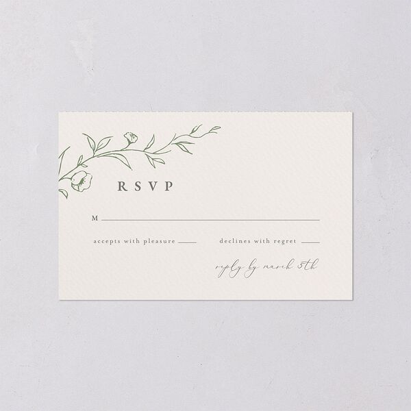 Graceful Botanical Foil All-in-One Wedding Invitations Greenery Signature Light Both Recipient and Return Addresses No