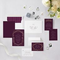 Formal Opulent Frame Wedding Invitations Bordeaux Gold No Signature Blank