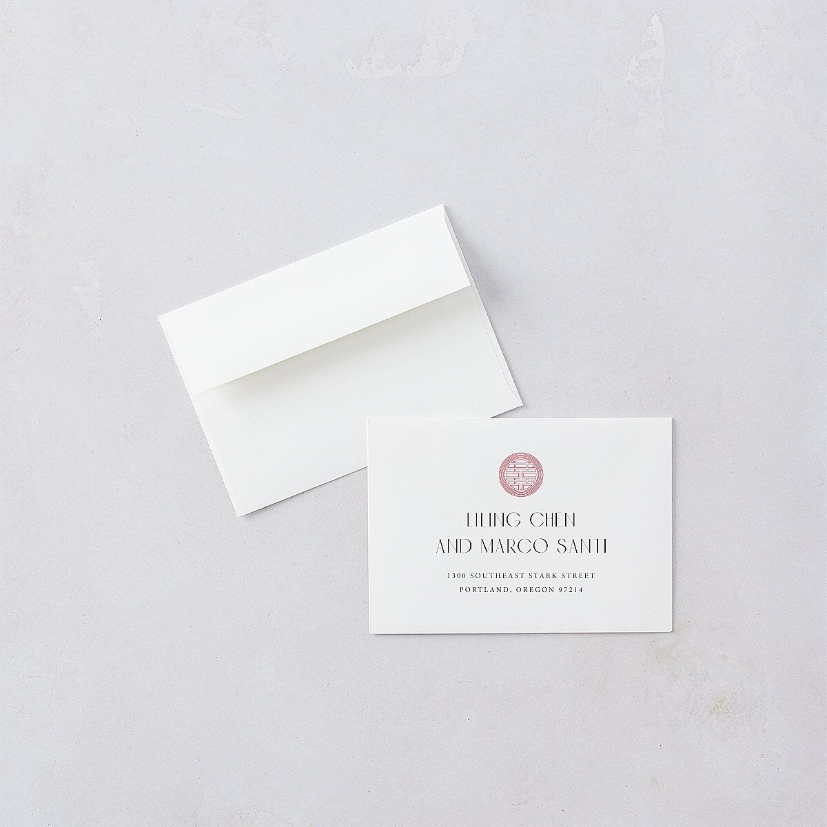 Chinese Lucky Circle Wedding Response Cards True Red Signature Standard