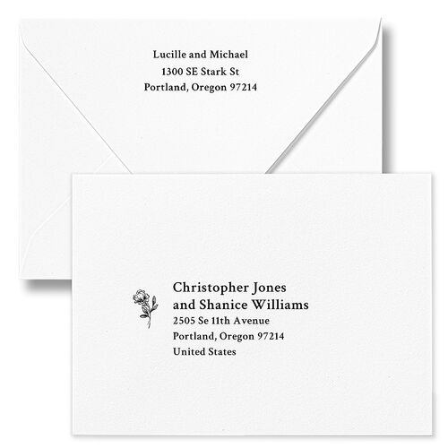 Elegant Typography Save The Date Card Euro Envelopes White Cotton Both Recipient and Return Addresses Luxe Signature