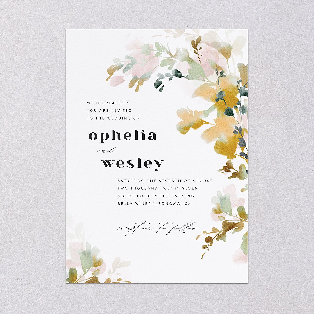 Watercolor Blooms Wedding Invitations Solar Power Signature Blank No Standard