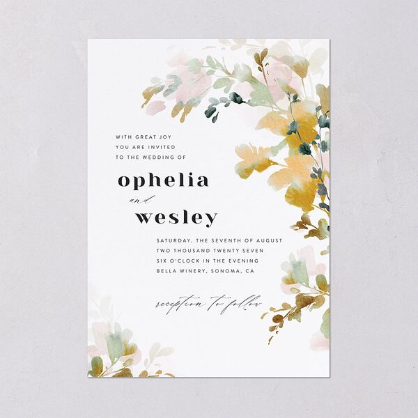 Watercolor Blooms Wedding Invitations Solar Power Signature Blank No Standard