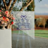 Dainty Bow Acrylic Direction Sign Medium Navy Standard Acrylic M Direction