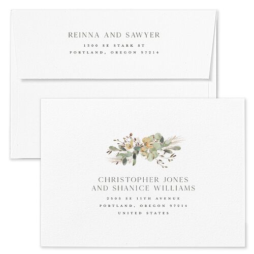 Eucalyptus Edges Wedding Invitation Envelopes White Pure White Recipient Address Standard Signature