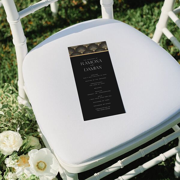 Modern Deco Wedding Programs Gold Charcoal Signature