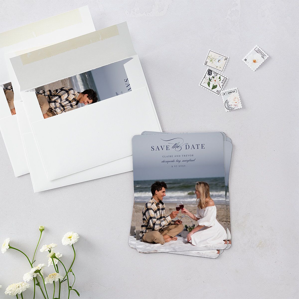 Elegant Lighthouse Save The Date Magnets — view 3