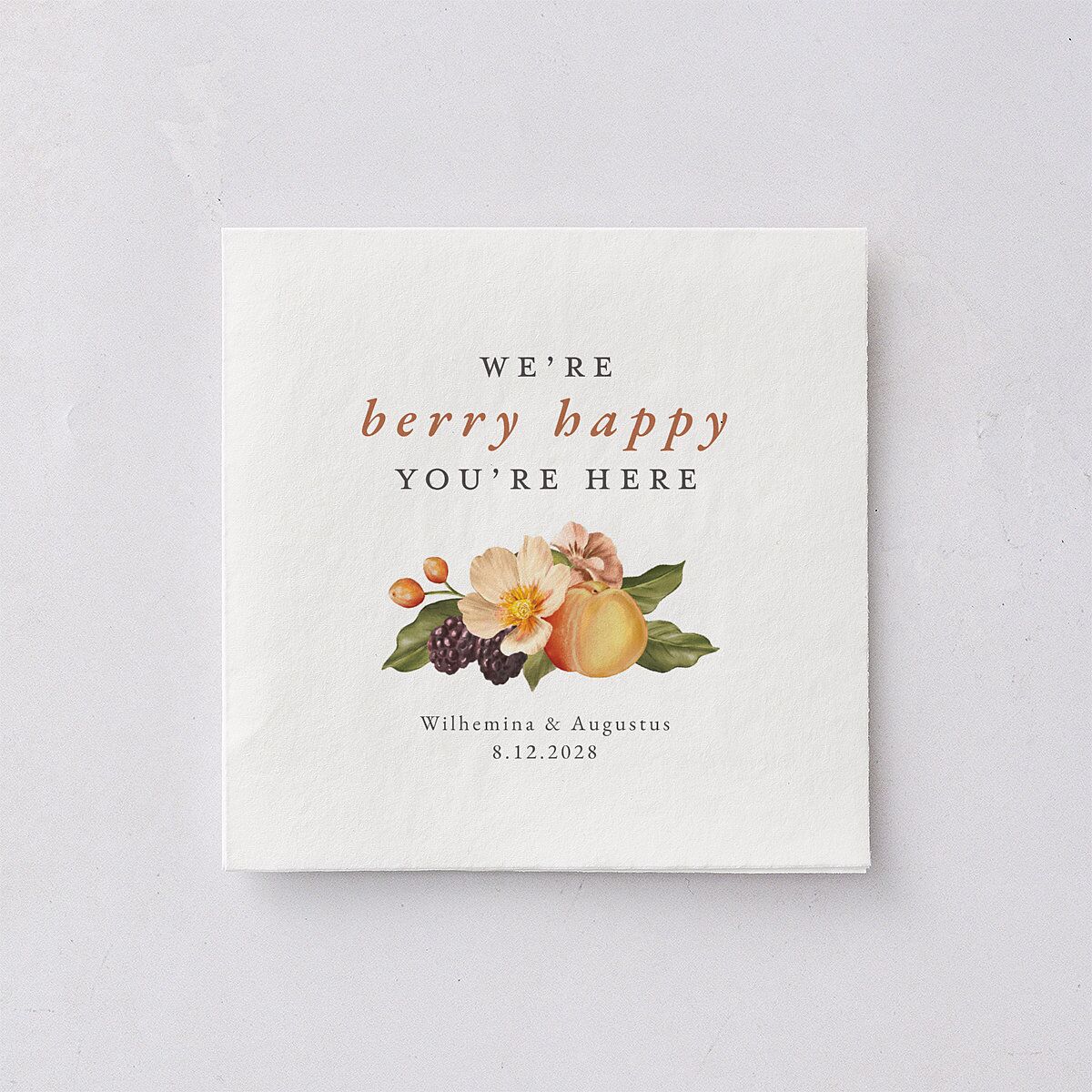 Botanical Citrus Garden Cocktail Napkins Rose Gold Napkin Uncoined
