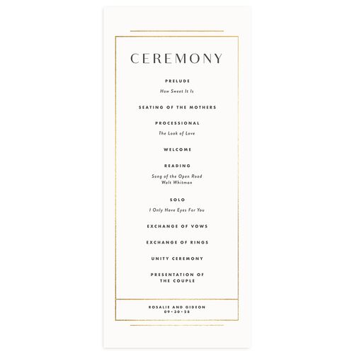 Refined Frame Wedding Programs Gold Snow Signature