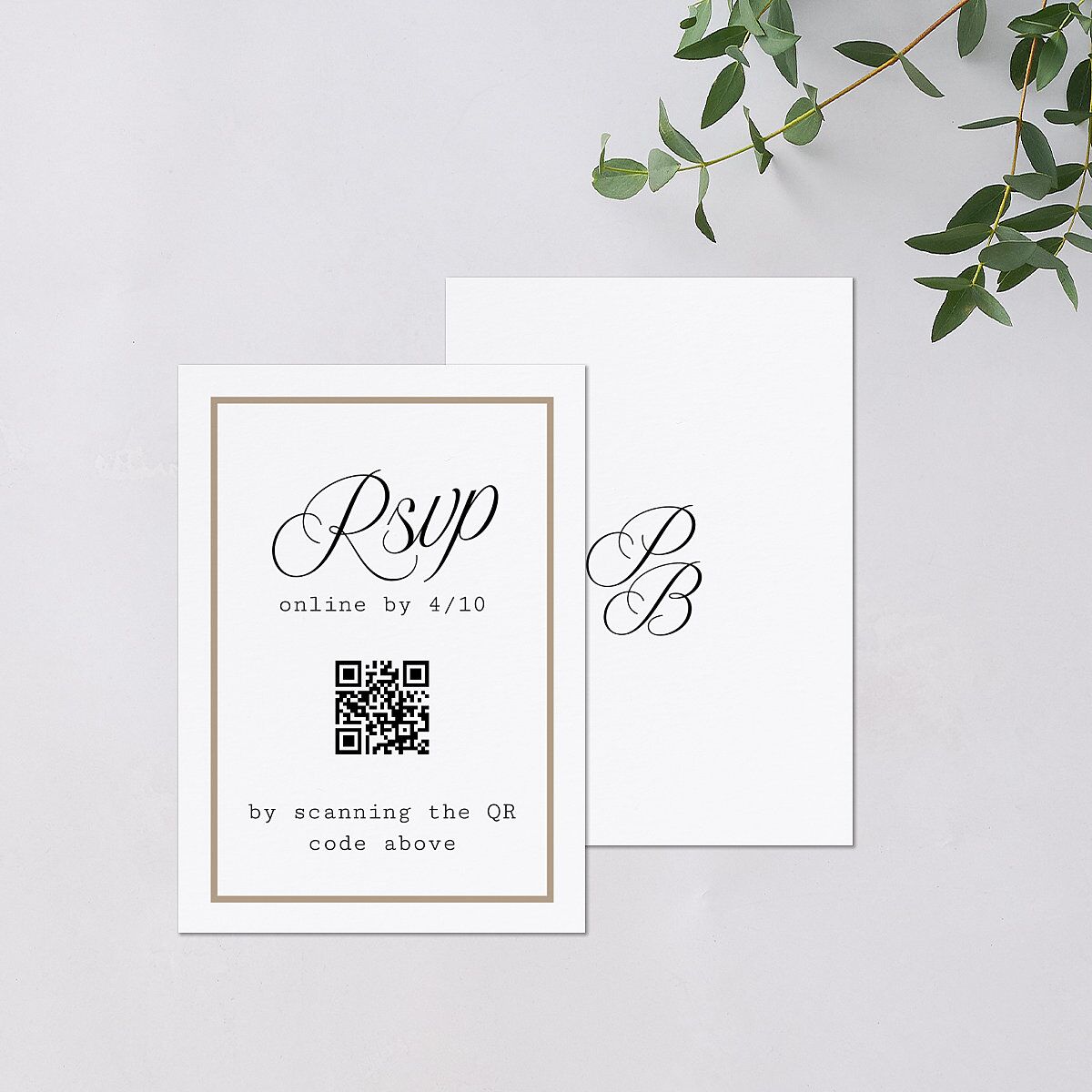 Vintage Script QR Code RSVP Cards Pure White Signature Standard