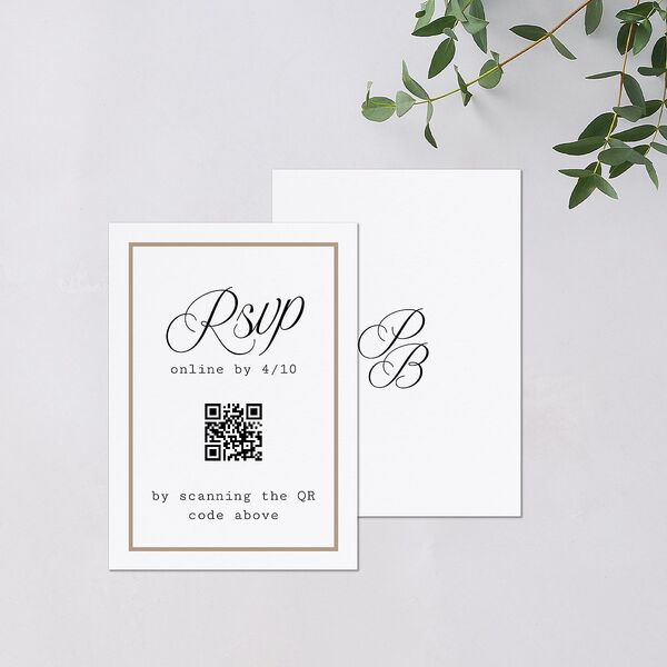 Vintage Script QR Code RSVP Cards Pure White Signature Standard