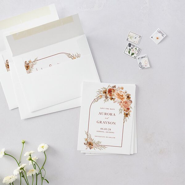 Bohemian Arch Save the Date Petite Cards Copper Signature smooth Blank No Arch