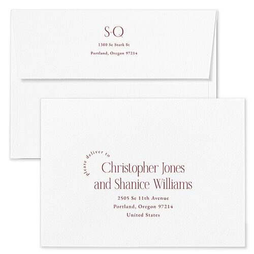 Accent Arches Wedding Invitation Envelopes White Malibu Recipient Address Standard Signature