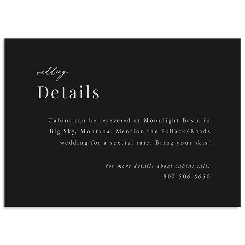 Snowy Mountainside Wedding Event Detail Cards Licorice Signature Standard