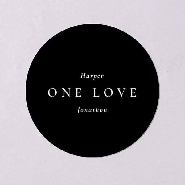 Editorial Monogram Photo Wedding Stickers Pure White Circle