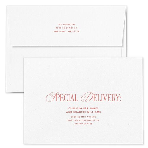 New Year New Baby Classic Editorial Photos Holiday Card Envelopes Blue Rose Gold Return Address Standard Signature