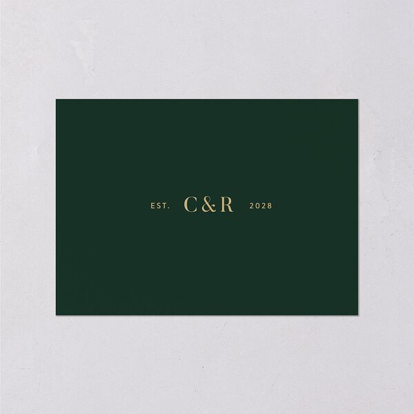 Luxe Monogram Wedding Response Cards Dark Green Signature Standard