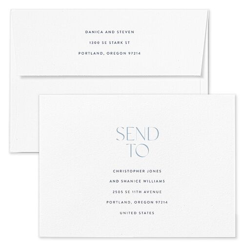 Windows Wedding Invitation Envelopes White Regency Blue Both Recipient and Return Addresses Standard Signature
