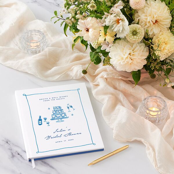 Hand Drawn Cake Bridal Shower Guest Books French Blue