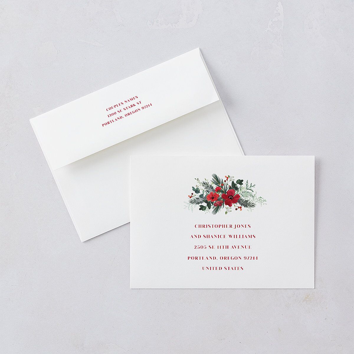 Holiday Bouquet Save the Date Cards Crimson Signature smooth Blank