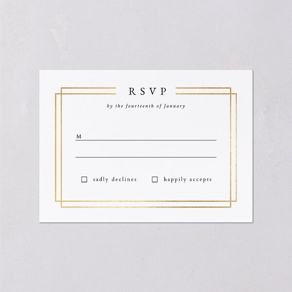 Double Frame Wedding Response Cards Gold Pure White Signature Standard