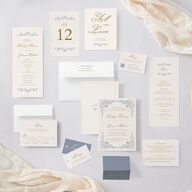 Romantic Rococo Table Numbers Dusty Blue Signature