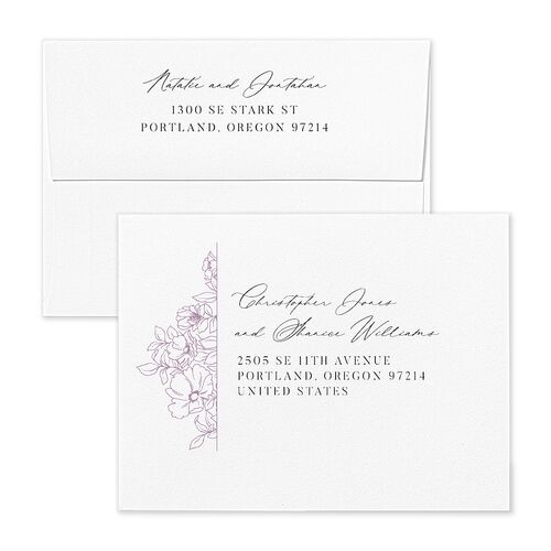 Gilded Florals Thank You Card Envelopes White Orchid Both Recipient and Return Addresses Signature Standard