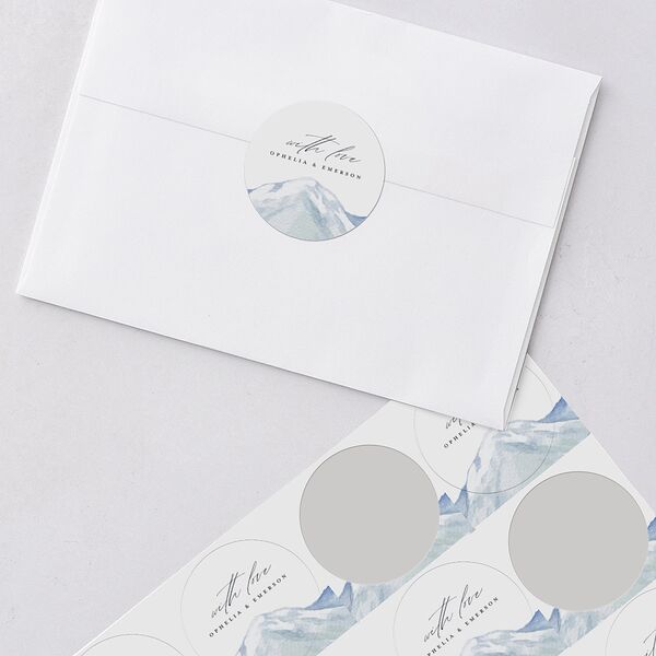 Mountain Wildflowers Wedding Stickers Dusty Blue