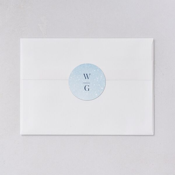 Snowflake Branches Wedding Stickers Baby Blue Circle