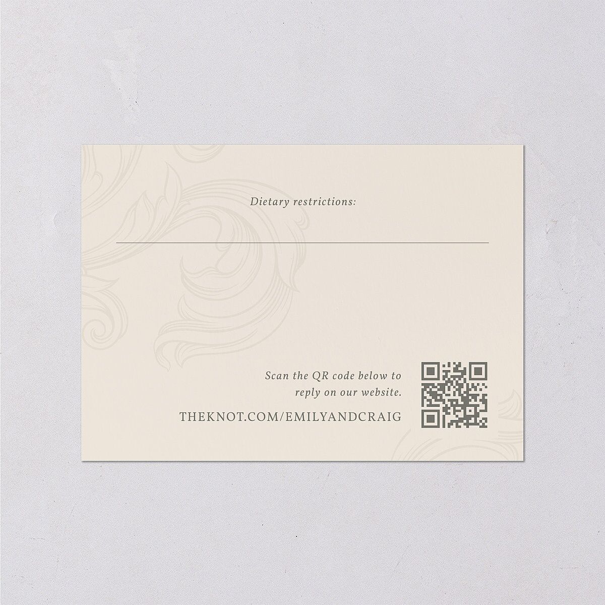 Vintage Regency Monogram Frame Foil Wedding Response Cards Champagne Gold Signature Standard
