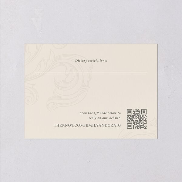 Vintage Regency Monogram Frame Foil Wedding Response Cards Champagne Gold Signature Standard