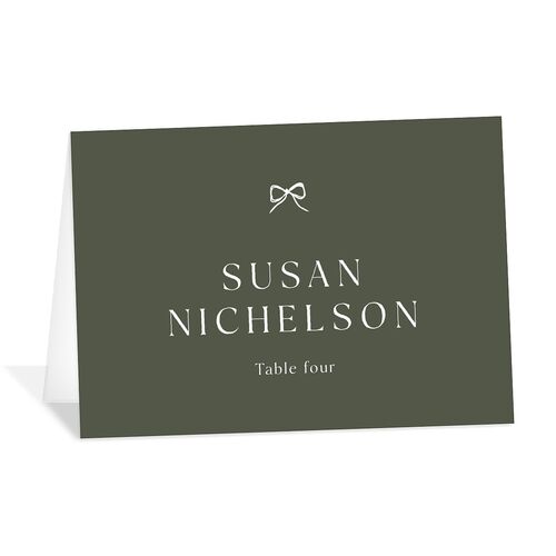 Simple Boho Flowers Place Cards Hunter Green Recycled