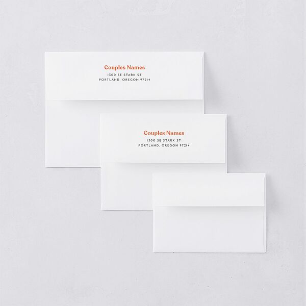 Groovy Lines Thank You Card Envelopes White Coral Pink Both Recipient and Return Addresses Signature Standard