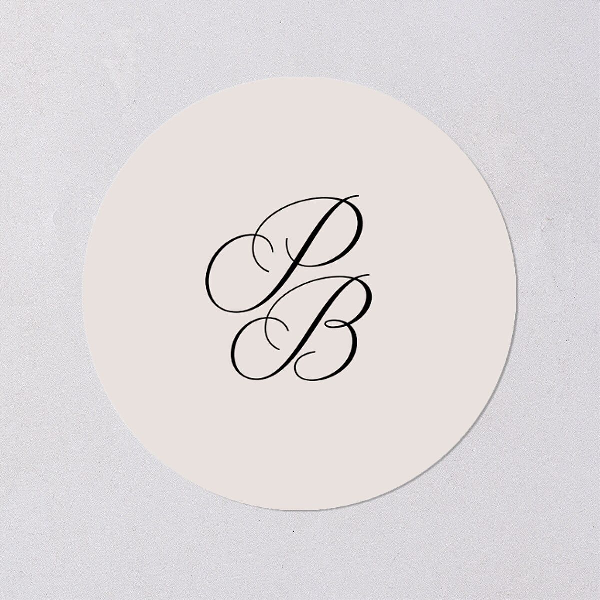Vintage Script Wedding Stickers Pure White Circle
