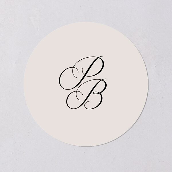 Vintage Script Wedding Stickers Pure White Circle