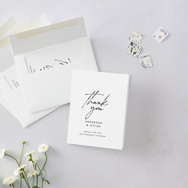 Simply Script Thank You Cards Pure White